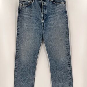 AGOLDE Womens Blue Jeans High Rise 90s Button Fly Straight Leg 30